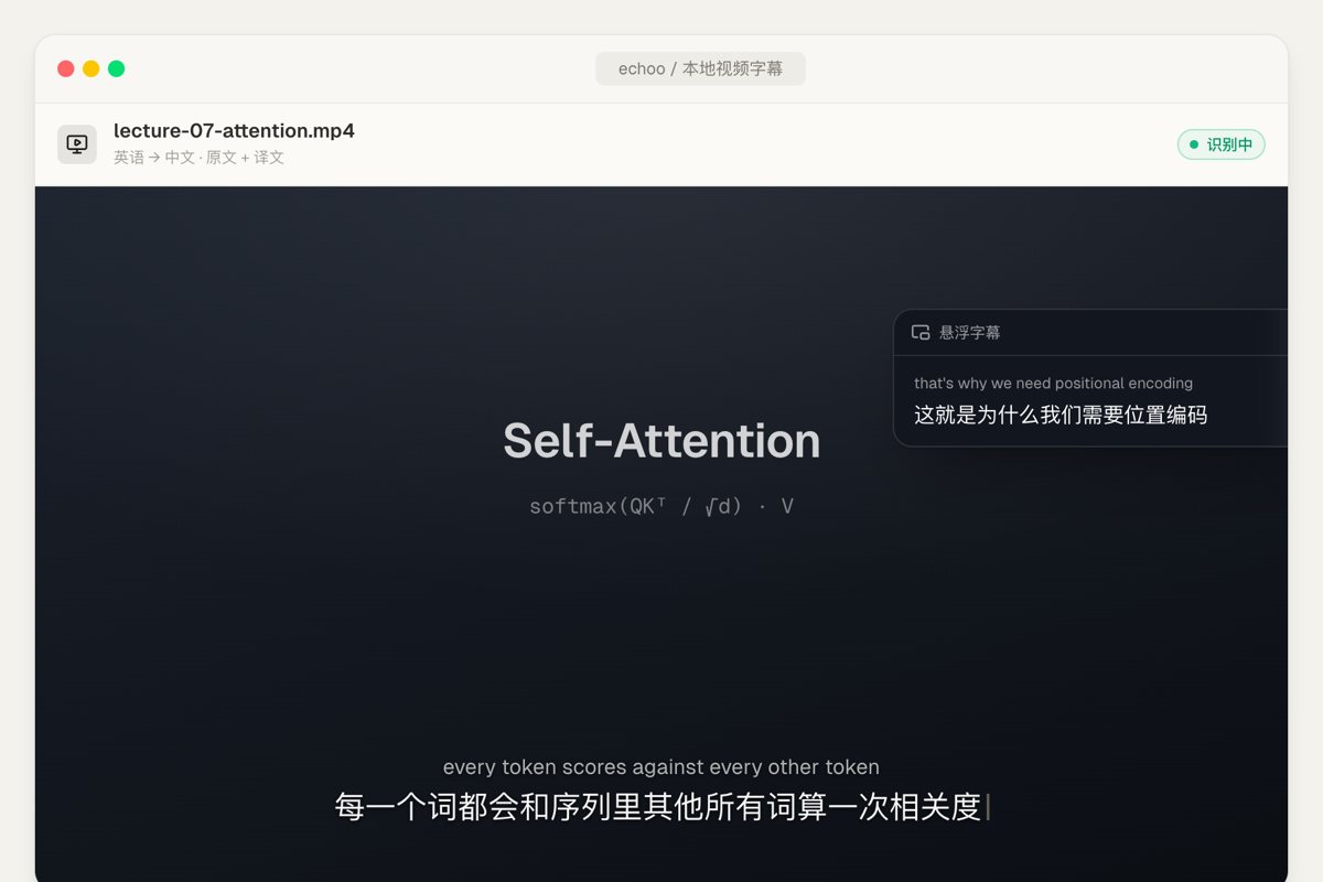 本地视频字幕和悬浮字幕小窗的示意图